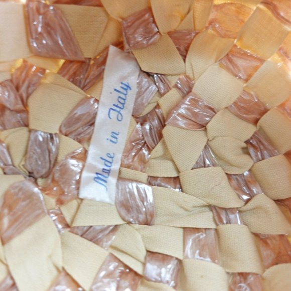 Italian Straw Hat Womens Bucket Braided Plastic Summer Beach Boho Natural ITALY - Picture 6 of 10